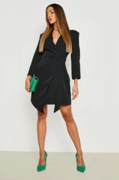 Vestito Blazer Asimmetrico A Incrocio Con Cintura -Negozio al dettaglio Vestiti gzz19621 black xl 2