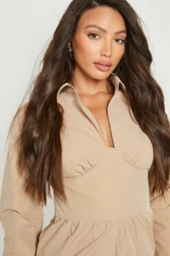 Vestito Camicia Tall Con Dettagli Stile Corsetto -Negozio al dettaglio Vestiti gzz19681 stone xl 3