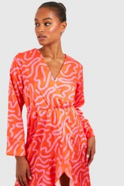 Vestito Scaldacuore Tall In Raso Con Stampa -Negozio al dettaglio Vestiti gzz19684 orange xl 3