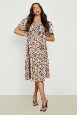 Vestito Scaldacuore Midi Premaman A Fiori Con Cintura 6 Vestito Scaldacuore Midi Premaman A Fiori Con Cintura -Negozio al dettaglio Vestiti gzz19751 black xl 2