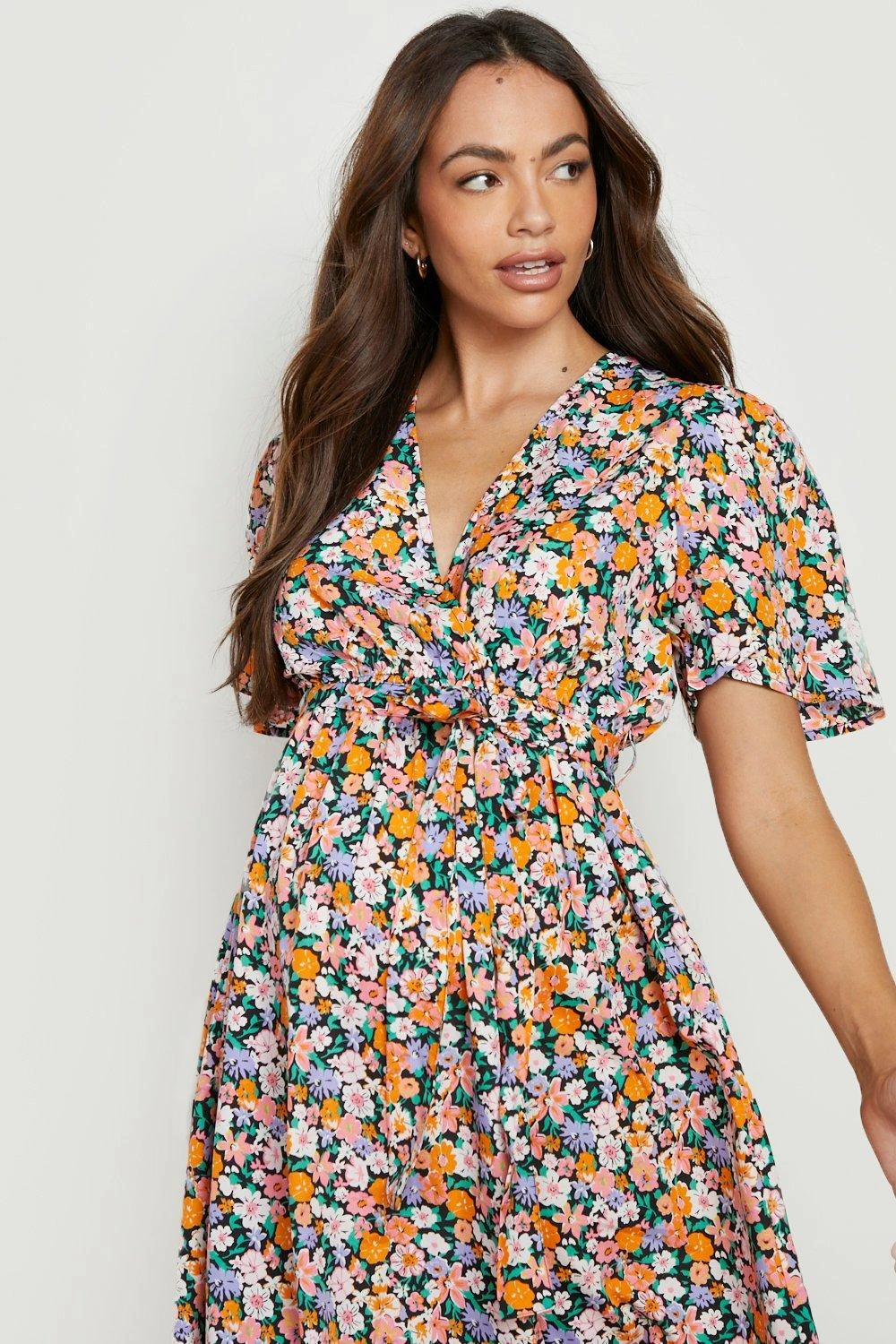 Vestito Scaldacuore Midi Premaman A Fiori Con Cintura 4 Vestito Scaldacuore Midi Premaman A Fiori Con Cintura - immagine 4