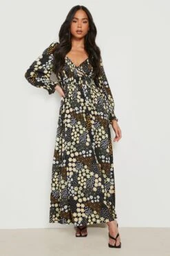 Vestito Maxi Petite A Fiori Con Dettagli Increspati