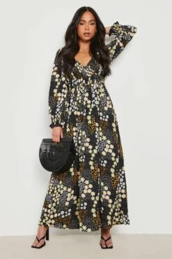 Vestito Maxi Petite A Fiori Con Dettagli Increspati -Negozio al dettaglio Vestiti gzz20068 black xl 2