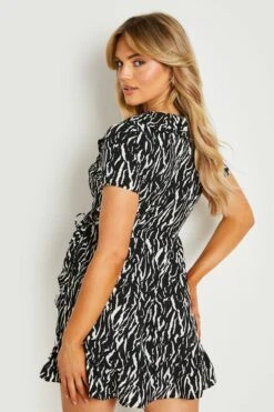 Vestito Da Giorno Zebrato Con Arricciature -Negozio al dettaglio Vestiti gzz20108 black xl 1