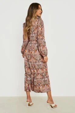 Vestito Grembiule Longuette In Fantasia Cachemire Con Balze -Negozio al dettaglio Vestiti gzz20152 brown xl 1