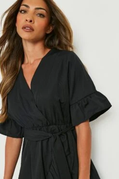 Vestito Scaldacuore Da Giorno Con Arricciature E Cintura -Negozio al dettaglio Vestiti gzz20224 black xl 3