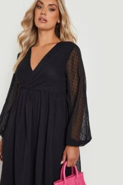 Vestito Midi Plus Size In Rete Plumetis Con Dettagli Attorcigliati 7 Vestito Midi Plus Size In Rete Plumetis Con Dettagli Attorcigliati -Negozio al dettaglio Vestiti gzz20323 black xl 3