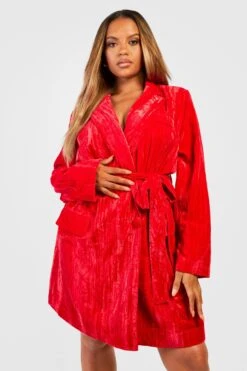 Vestito Blazer Plus Size In Velluto Con Fascia Allacciata In Vita -Negozio al dettaglio Vestiti gzz21235 red xl 2