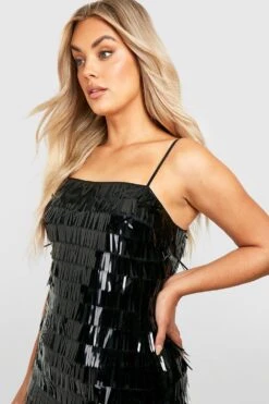 Vestito Midi Plus Size Con Paillettes Rettangolari E Spalline 7 Vestito Midi Plus Size Con Paillettes Rettangolari E Spalline -Negozio al dettaglio Vestiti gzz21236 black xl 3