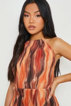 Vestito Maxi Petite Plissettato Con Stampa 7 Vestito Maxi Petite Plissettato Con Stampa -Negozio al dettaglio Vestiti gzz21333 orange xl 3