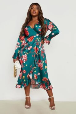 Vestito Prendisole Plus Size A Fiori Con Arricciature