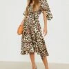 Vestito Midi Con Pannelli Animalier Misti