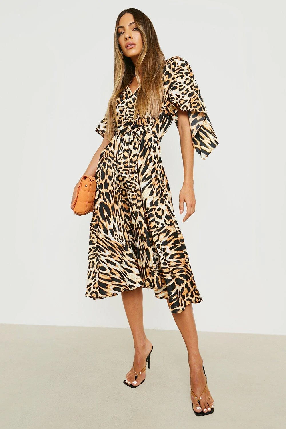 Vestito Midi Con Pannelli Animalier Misti 1 Vestito Midi Con Pannelli Animalier Misti