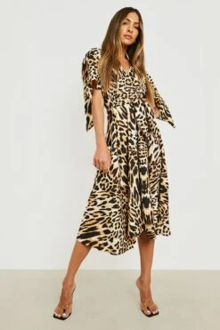 Vestito Midi Con Pannelli Animalier Misti 6 Vestito Midi Con Pannelli Animalier Misti -Negozio al dettaglio Vestiti gzz21717 brown xl 2