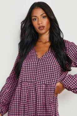 Vestito Grembiule Tall In Pied-de-poule -Negozio al dettaglio Vestiti gzz21731 pink xl 3