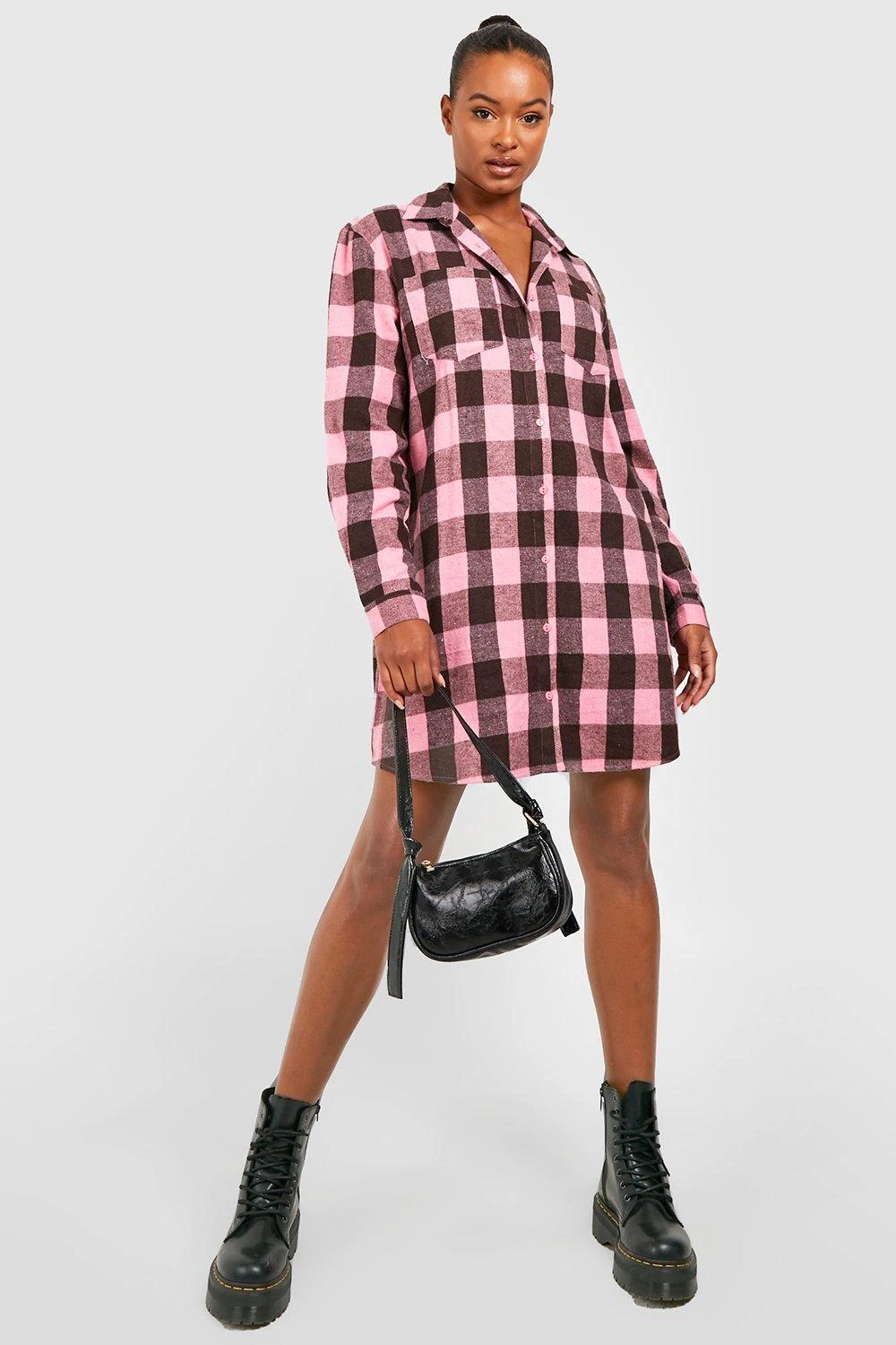 Vestito Camicia Tall Spazzolato A Quadri 1 Vestito Camicia Tall Spazzolato A Quadri