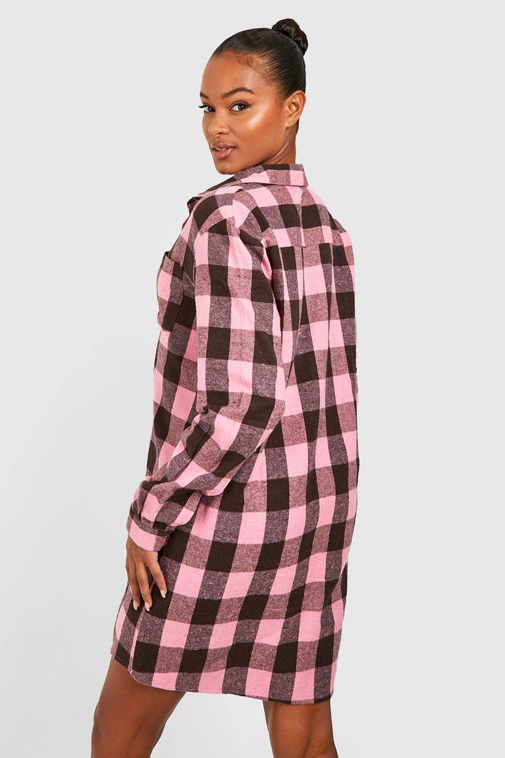 Vestito Camicia Tall Spazzolato A Quadri 2 Vestito Camicia Tall Spazzolato A Quadri - immagine 2