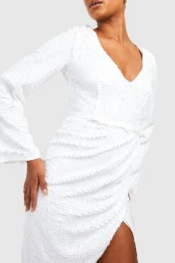 Vestito Midi Tall Con Paillettes E Maniche Svasate -Negozio al dettaglio Vestiti gzz21745 white xl 3