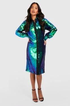 Vestito Camicia Midi Petite In Colori Accesi Con Paillettes -Negozio al dettaglio Vestiti gzz21894 black xl 2