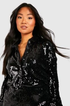 Vestito Camicia Petite Con Paillettes -Negozio al dettaglio Vestiti gzz21921 black xl 3