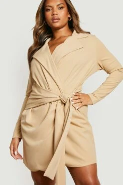 Vestito Blazer Plus Size Con Fascia In Vita 7 Vestito Blazer Plus Size Con Fascia In Vita -Negozio al dettaglio Vestiti gzz22125 stone xl 3