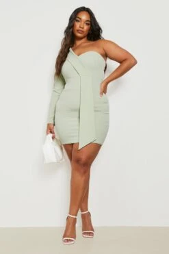 Vestito Blazer Plus Size Monospalla -Negozio al dettaglio Vestiti gzz22128 sage xl 2