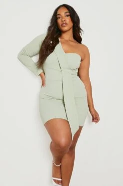 Vestito Blazer Plus Size Monospalla -Negozio al dettaglio Vestiti gzz22128 sage xl 3