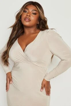 Vestito Scaldacuore Midi Plus Size Su Due Livelli 7 Vestito Scaldacuore Midi Plus Size Su Due Livelli -Negozio al dettaglio Vestiti gzz22158 stone xl 3