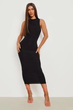 Vestito Longuette Seducente A Collo Alto Con Scollo A Vogatore 6 Vestito Longuette Seducente A Collo Alto Con Scollo A Vogatore -Negozio al dettaglio Vestiti gzz22277 black xl 2