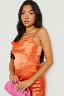 Vestito Maxi Petite Con Dettagli Stile Corsetto E Scollo A Cappuccio 7 Vestito Maxi Petite Con Dettagli Stile Corsetto E Scollo A Cappuccio -Negozio al dettaglio Vestiti gzz22333 orange xl 3