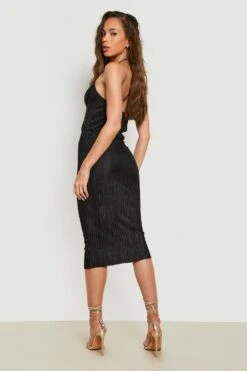 Vestito Midi Allacciato Al Collo Plissettato -Negozio al dettaglio Vestiti gzz22357 black xl 1