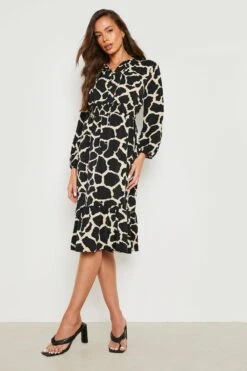 Vestito Midi Con Stampa Animalier