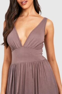 Vestito Maxi Con Scollo Profondo E Spalline -Negozio al dettaglio Vestiti gzz22413 mocha xl 3