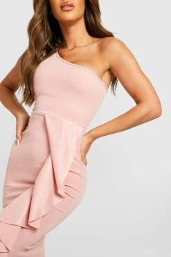 Vestito Maxi Monospalla Con Volant -Negozio al dettaglio Vestiti gzz22415 rose xl 3