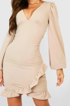 Vestito Scaldacuore Con Maniche A Campana E Arricciature -Negozio al dettaglio Vestiti gzz22528 stone xl 3