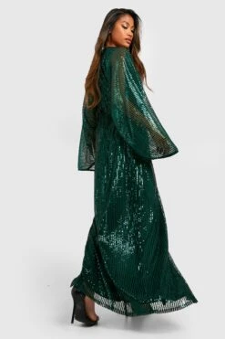 Vestito Maxi Da Party Premium Con Paillettes, Scollo Profondo E Spacco -Negozio al dettaglio Vestiti gzz22603 emerald xl 1