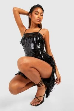 Vestito Midi Da Party Con Paillettes Rettangolari E Spalline -Negozio al dettaglio Vestiti gzz22611 black xl 2