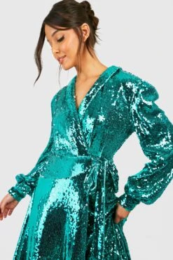 Vestito Scaldacuore Midi Da Party Con Paillettes -Negozio al dettaglio Vestiti gzz22668 green xl 3