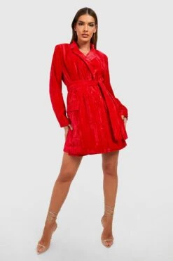 Vestito Blazer Da Party In Velluto Con Laccetti In Vita 6 Vestito Blazer Da Party In Velluto Con Laccetti In Vita -Negozio al dettaglio Vestiti gzz22681 red xl 2