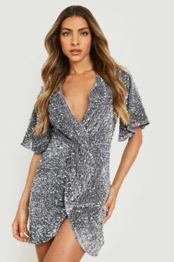 Vestito Scaldacuore Da Party In Velluto Con Paillettes E Dettagli Attorcigliati