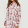 Vestito Camicia Plus Size Spazzolato A Quadri