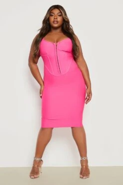 Vestito A Corsetto Plus Size Fasciante Con Asole E Gancetti -Negozio al dettaglio Vestiti gzz22711 hot20pink xl 2