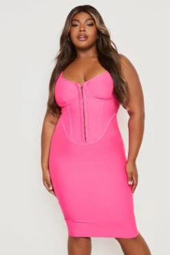 Vestito A Corsetto Plus Size Fasciante Con Asole E Gancetti -Negozio al dettaglio Vestiti gzz22711 hot20pink xl 3