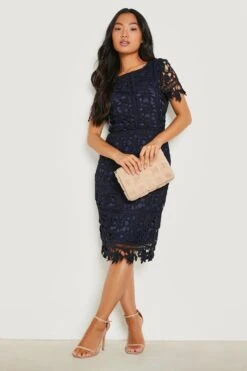 Vestito Midi Petite In Pizzo Premium Aperto Sul Retro 6 Vestito Midi Petite In Pizzo Premium Aperto Sul Retro -Negozio al dettaglio Vestiti gzz22796 navy xl 2