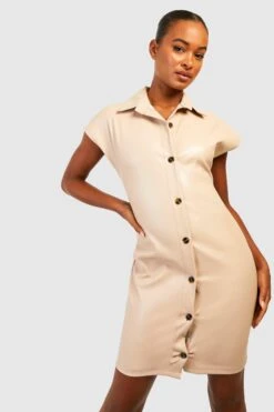 Vestito Camicia Tall In PU -Negozio al dettaglio Vestiti gzz22827 ecru xl 2