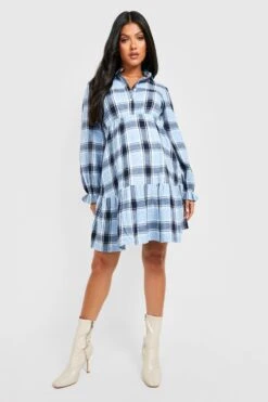 Vestito Grembiule A Camicia Premaman A Quadri -Negozio al dettaglio Vestiti gzz22857 blue xl 2