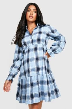 Vestito Grembiule A Camicia Premaman A Quadri -Negozio al dettaglio Vestiti gzz22857 blue xl 3