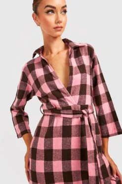Vestito Camicia Midi A Quadri 7 Vestito Camicia Midi A Quadri -Negozio al dettaglio Vestiti gzz22917 pink xl 3
