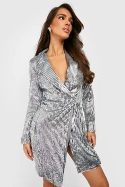 Vestito Scaldacuore Midi In Rete Plumetis Di Chiffon Con Maniche Ampie -Negozio al dettaglio Vestiti gzz22934 silver xl 2