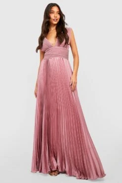 Vestito Maxi Da Cerimonia A Pieghe Con Scollo Profondo 6 Vestito Maxi Da Cerimonia A Pieghe Con Scollo Profondo -Negozio al dettaglio Vestiti gzz22974 rose xl 2